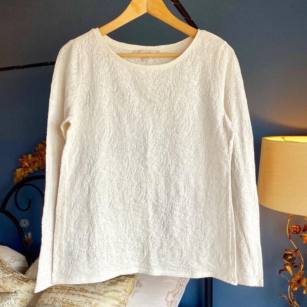 3 For $25 Ann Taylor Loft Cream Lace Long Sleeved Top